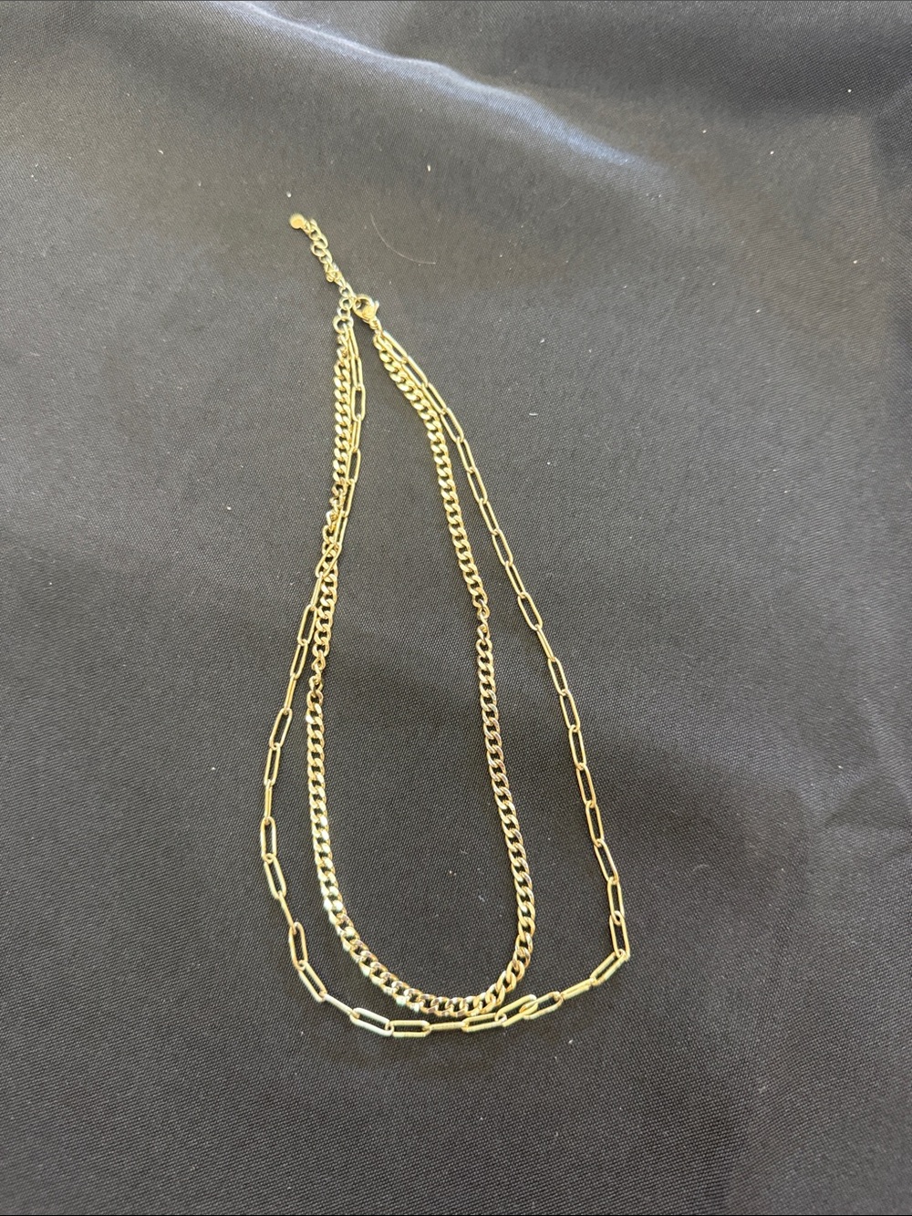 Evereve Gold Layered double chain Necklace paperclip & curb chain